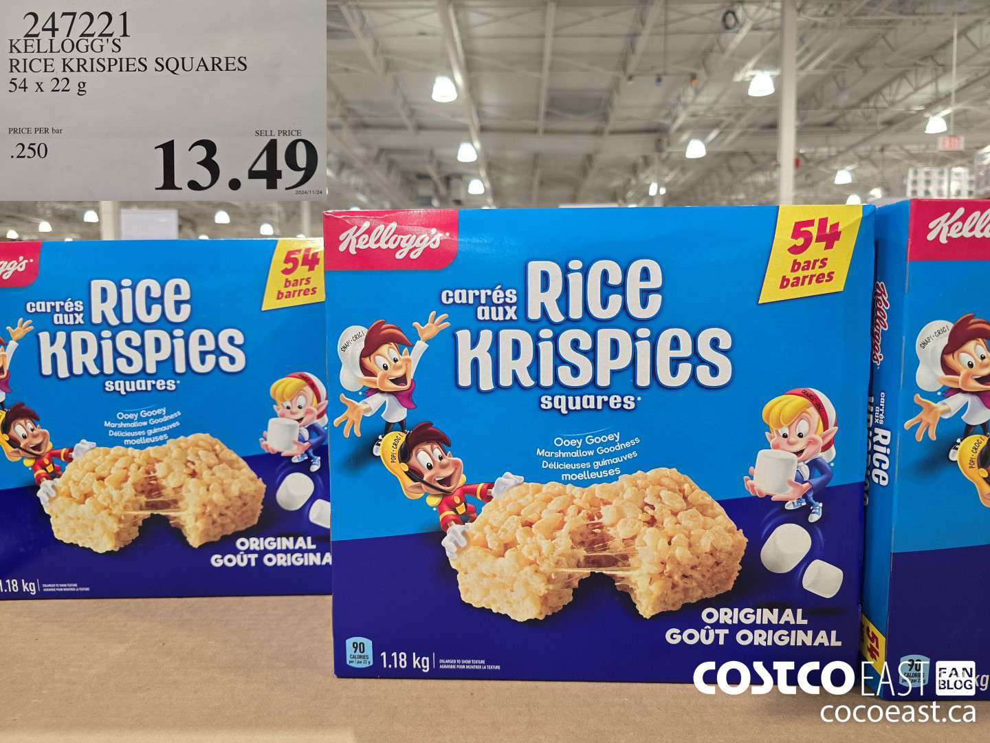 247221 KELLOGG'S RICE KRISPIES SQUARES 54 X 22 G $13.49