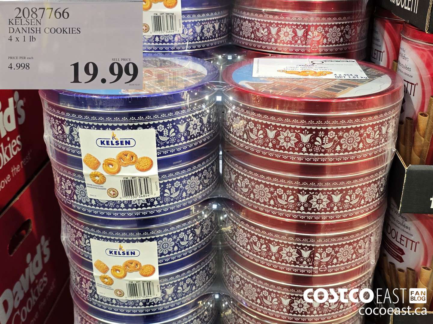 2087766 KELSEN DANISH COOKIES 4 x 1 lb $19.99