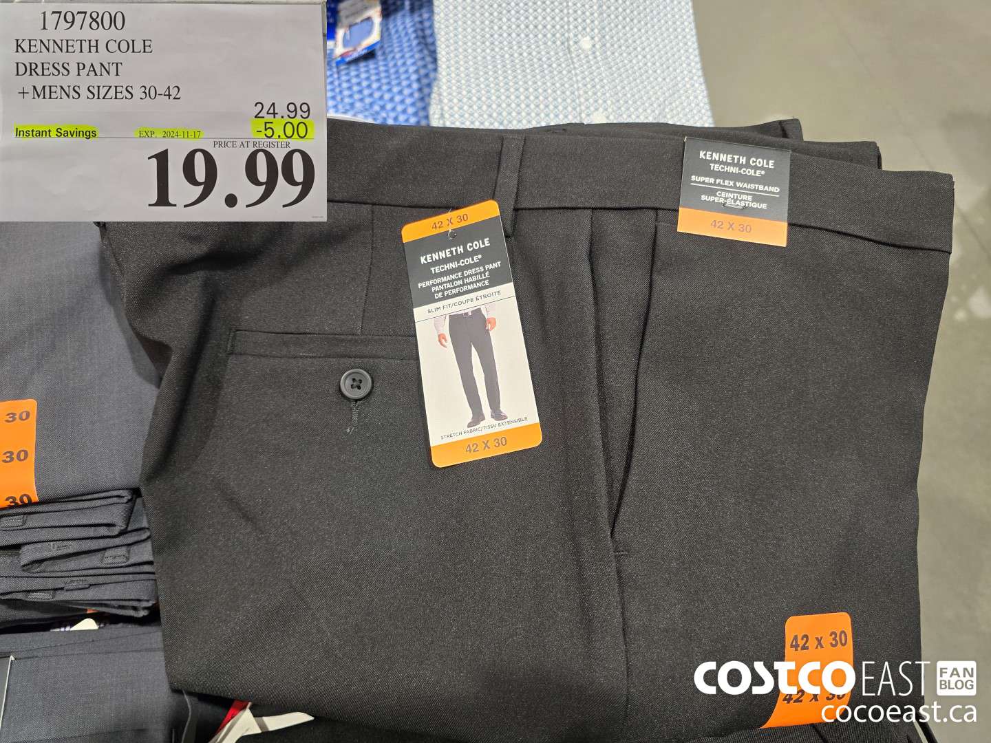 1797800 KENNETH COLE DRESS PANT +MENS SIZES 30-42 ($5.00 INSTANT SAVINGS EXPIRES ON 2024-11-17) $19.99