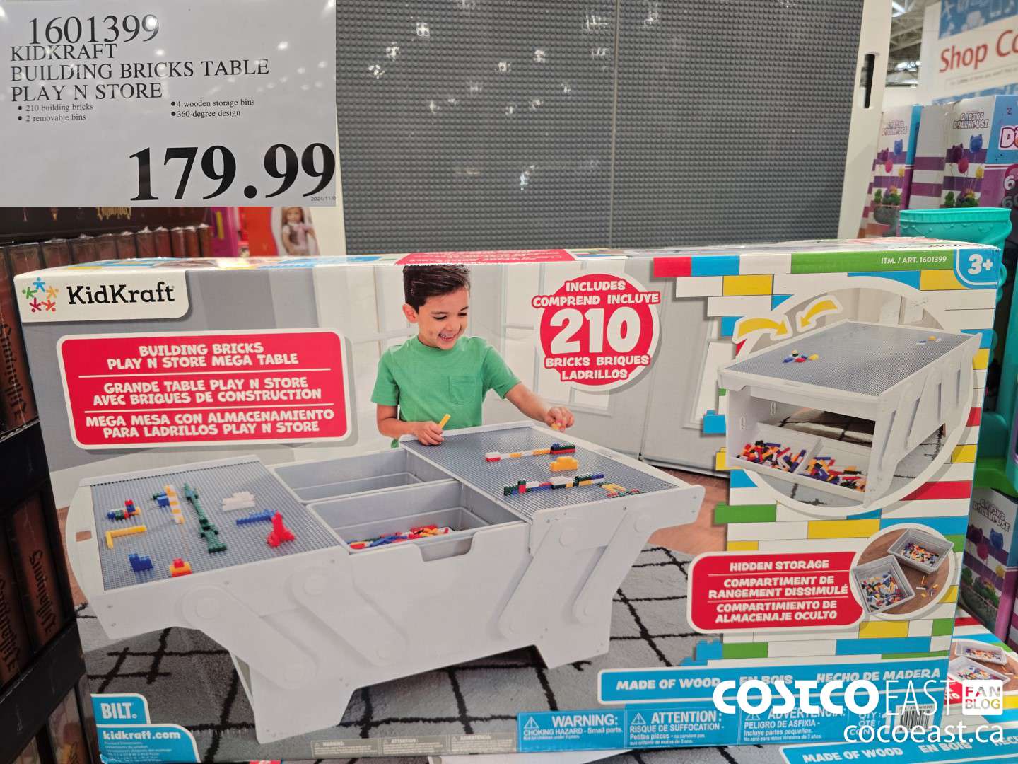 1601399 KIDKRAFT BUILDING BRICKS TABLE PLAY N STORE $179.99