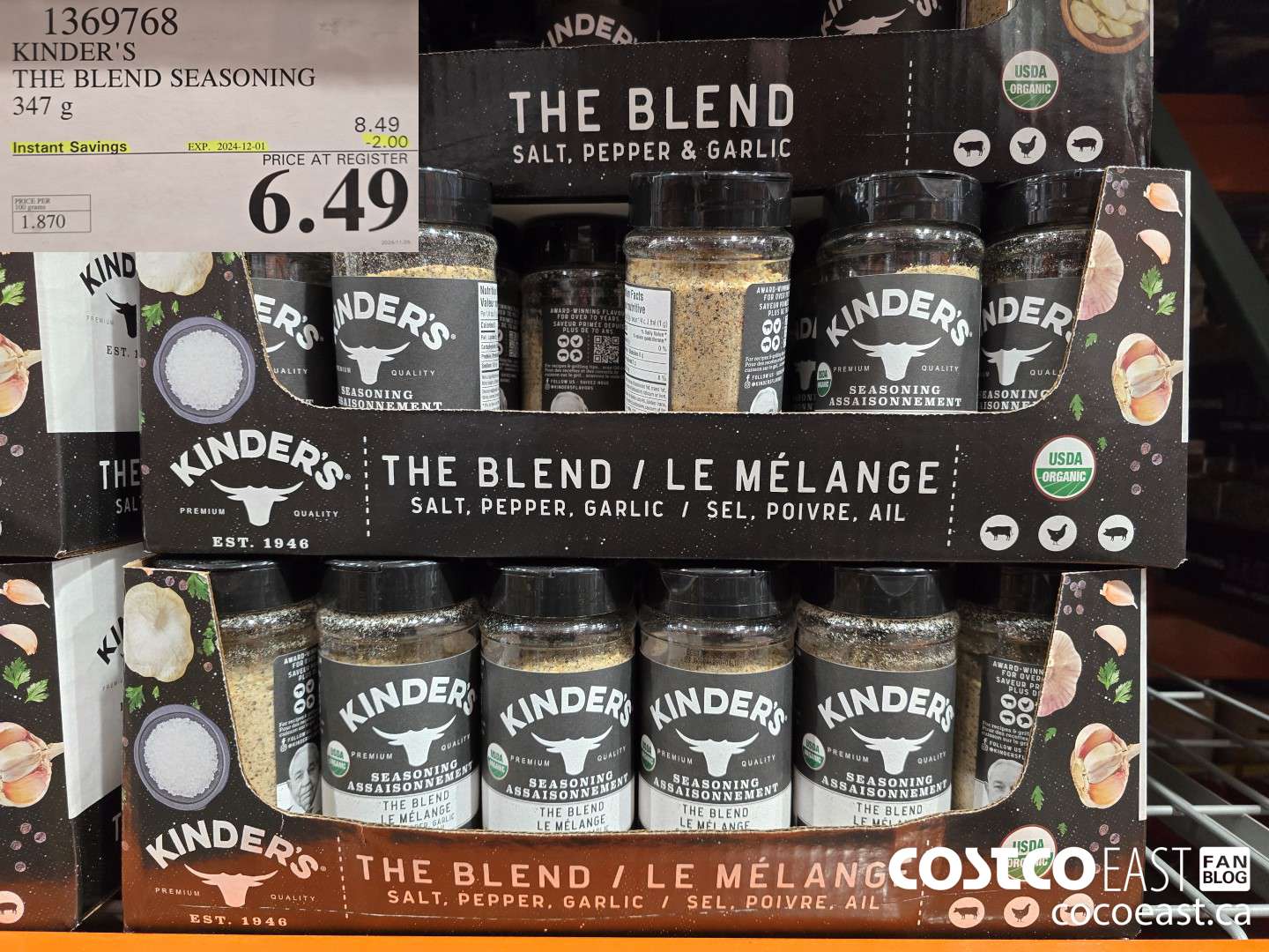 1369768 KINDER'S THE BLEND SEASONING 347 g ($2.00 INSTANT SAVINGS EXPIRES ON 2024-12-01) $6.49