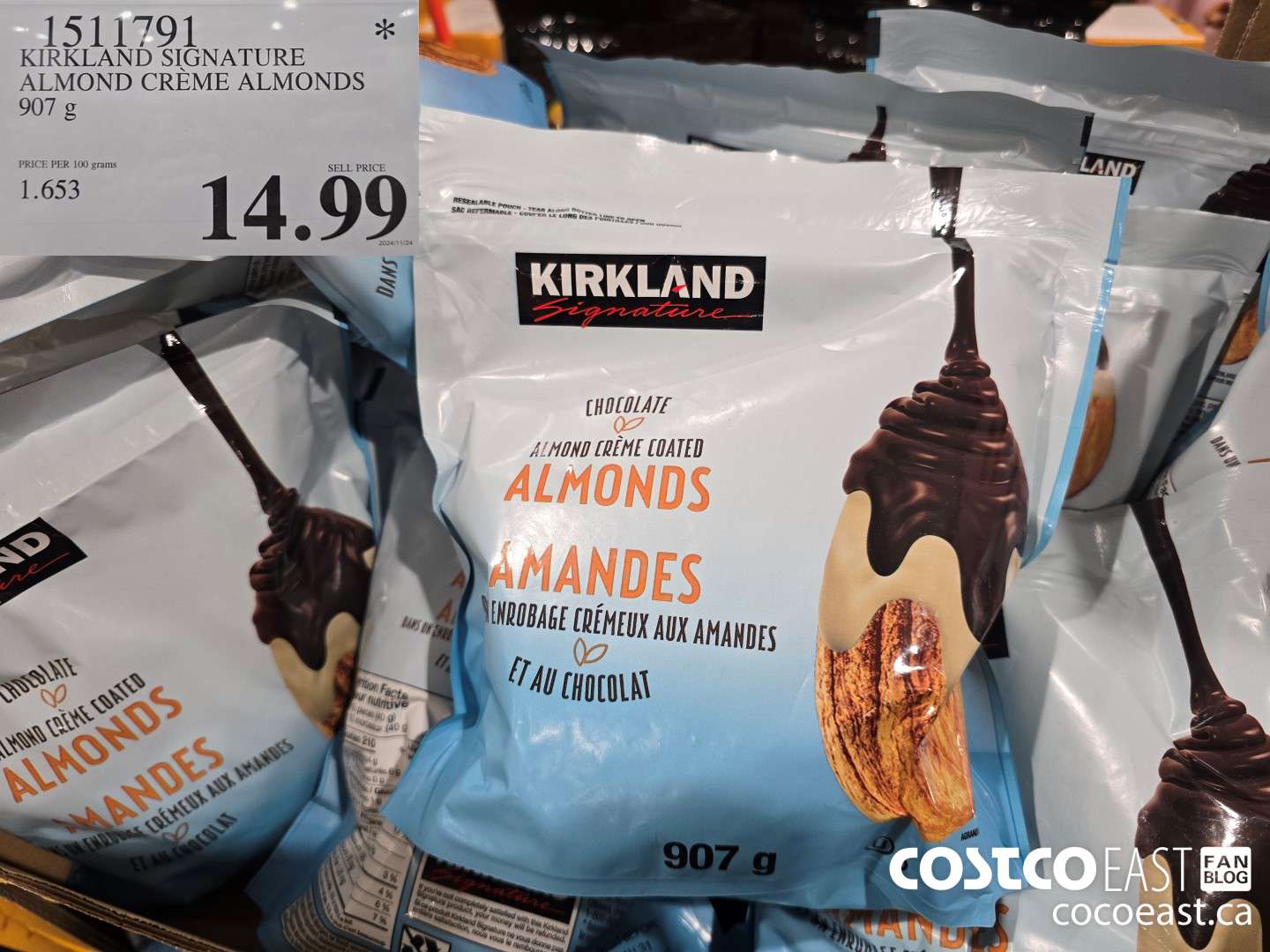 1511791 KIRKLAND SIGNATURE ALMOND CREME ALMONDS 907 G $14.99