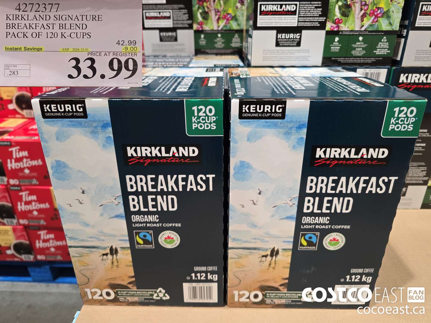 4272377 KIRKLAND SIGNATURE BREAKFAST BLEND PACK OF 120 K-CUPS ($9.00 INSTANT SAVINGS EXPIRES ON 2024-12-01) $33.99