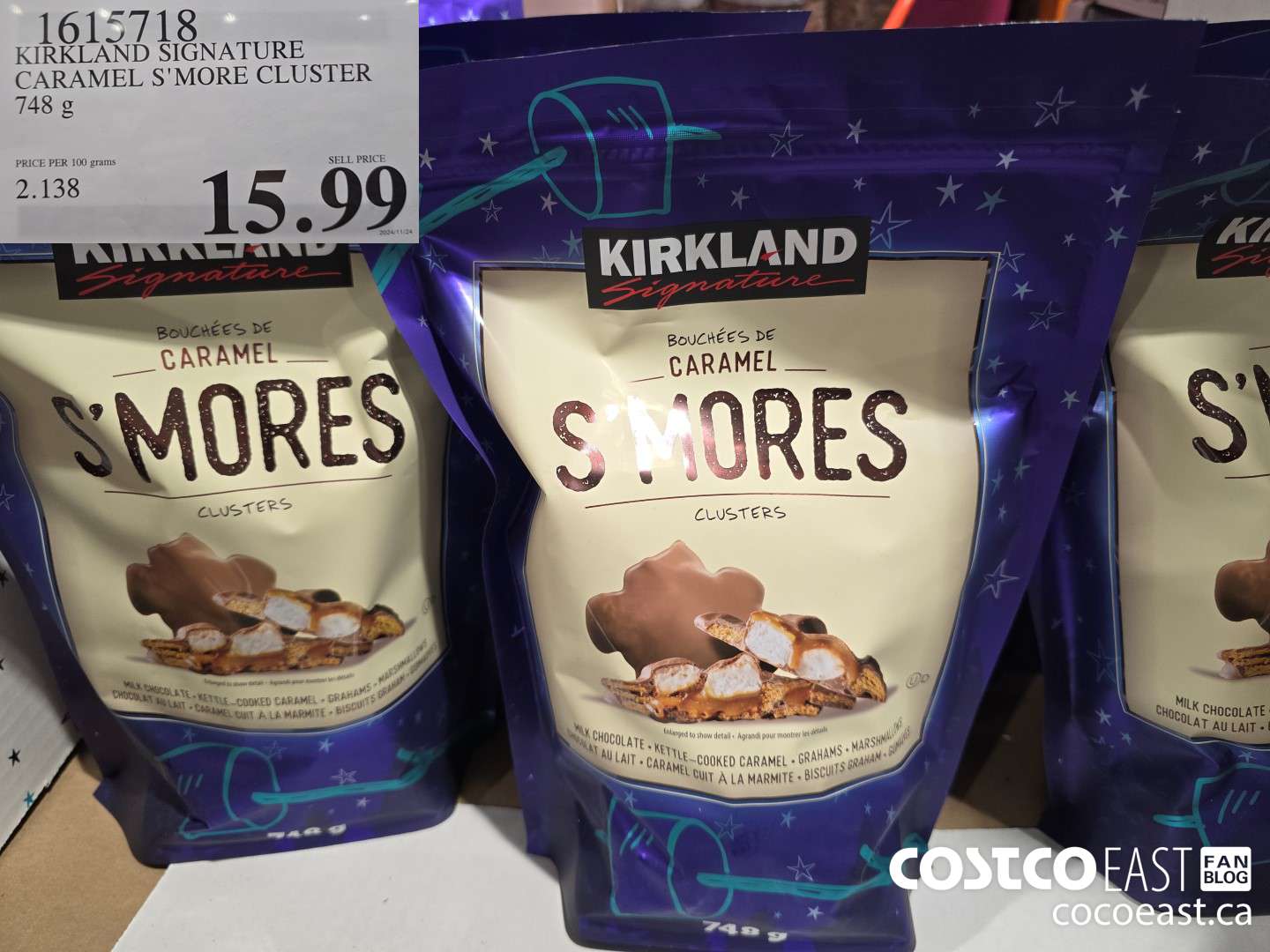 1615718 KIRKLAND SIGNATURE CARAMEL S'MORE CLUSTER 748 g $15.99
