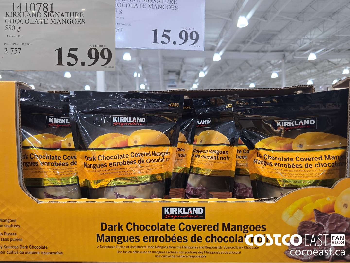 1410781 KIRKLAND SIGNATURE CHOCOLATE MANGOES 580 G $15.99