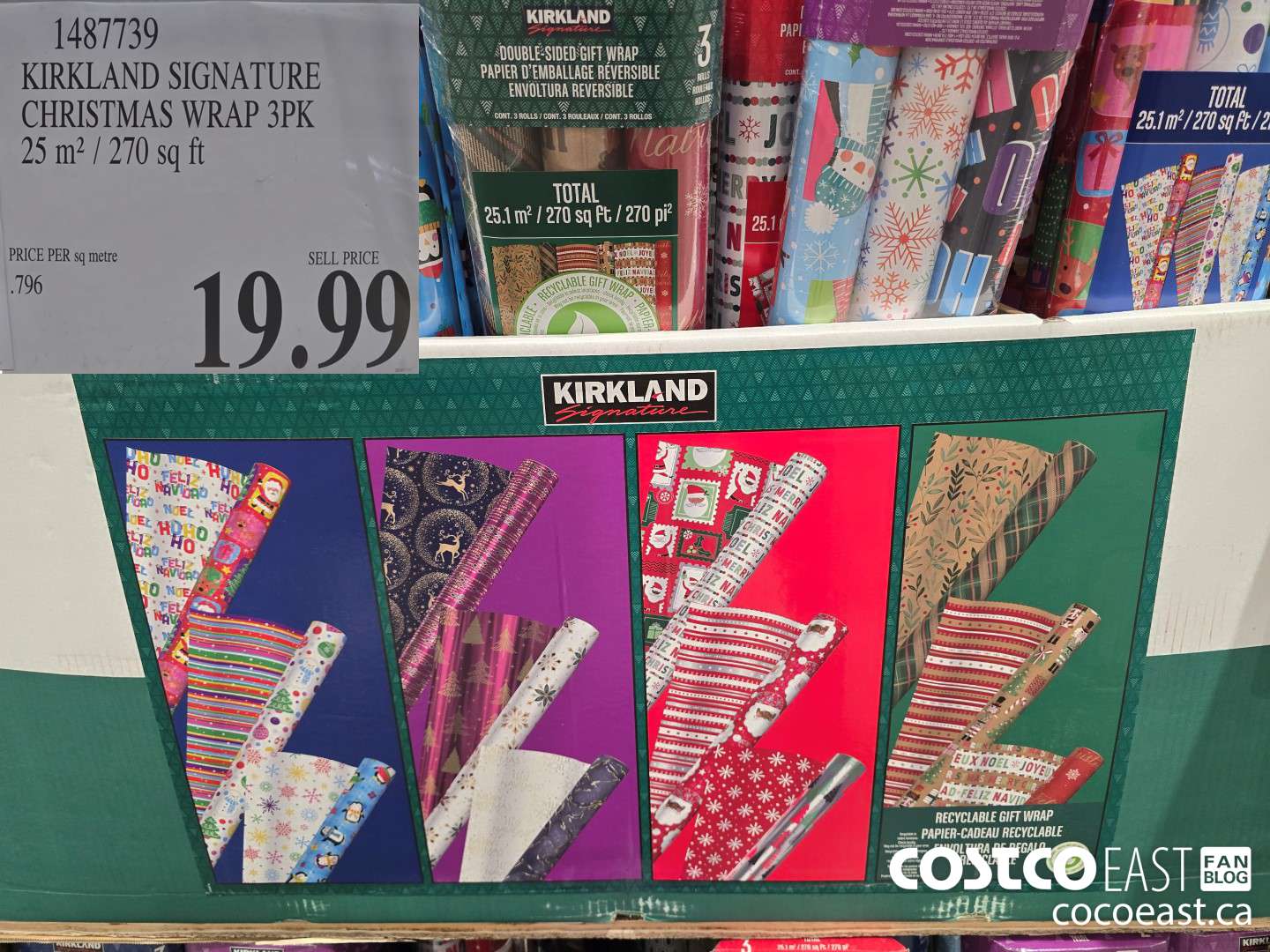 1487739 KIRKLAND SIGNATURE CHRISTMAS WRAP 3PK 25.1 m2 / 270 sq ft $19.99