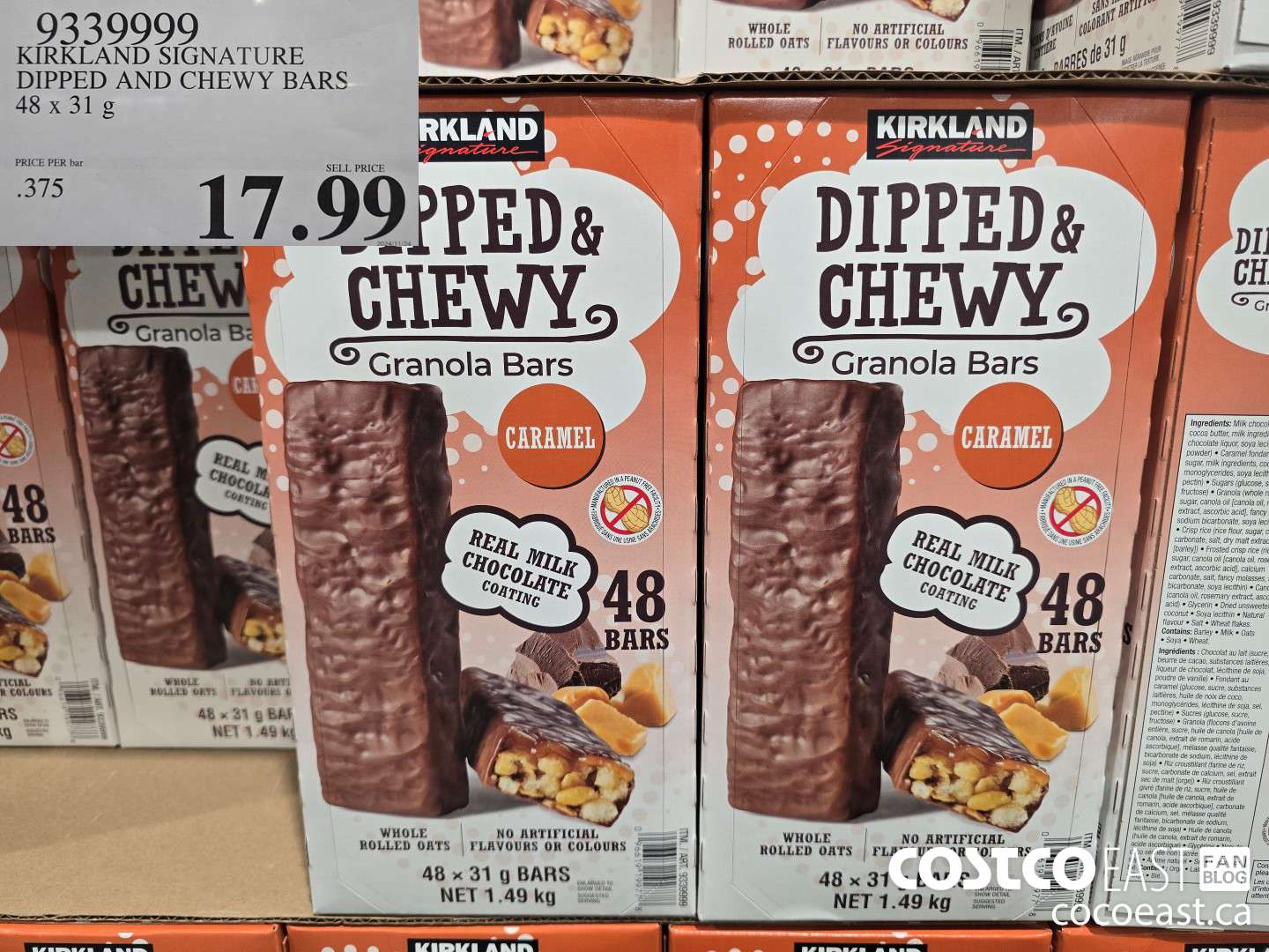 9339999 KIRKLAND SIGNATURE DIPPED AND CHEWY BARS 48x 31g $17.99