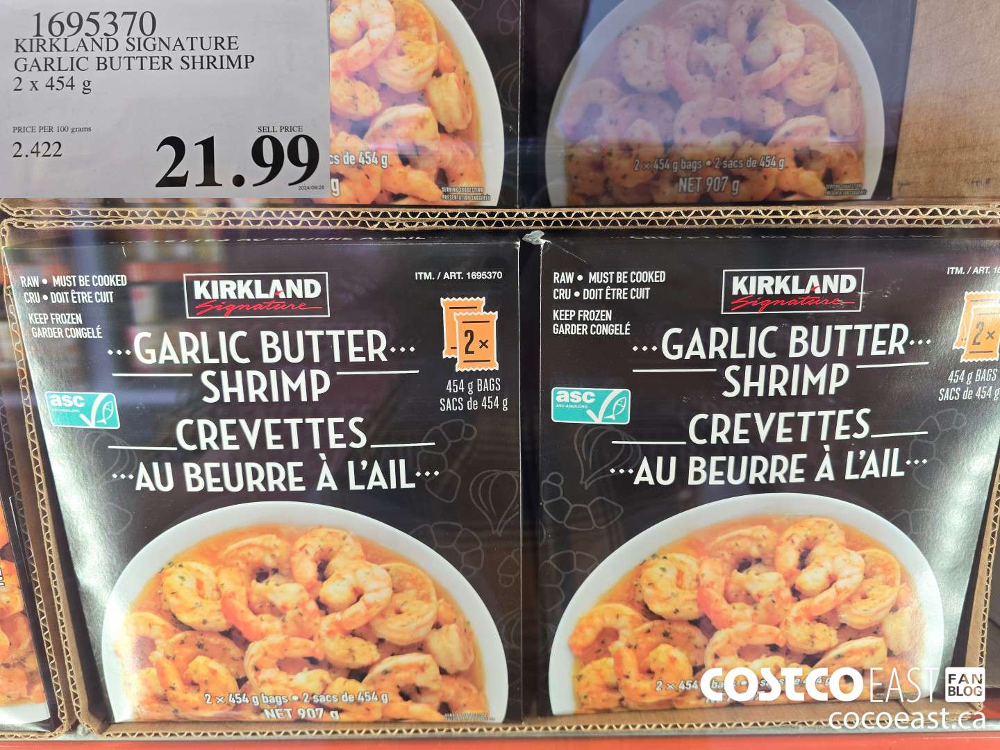 1695370 KIRKLAND SIGNATURE GARLIC BUTTER SHRIMP 2 x 454 g $21.99