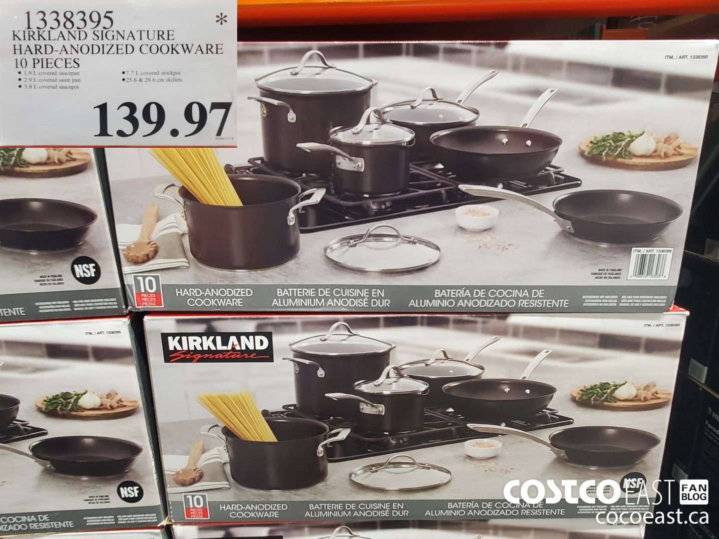 1338395 KIRKLAND SIGNATURE HARD-ANODIZED COOKWARE 10 PIECES  $139.97