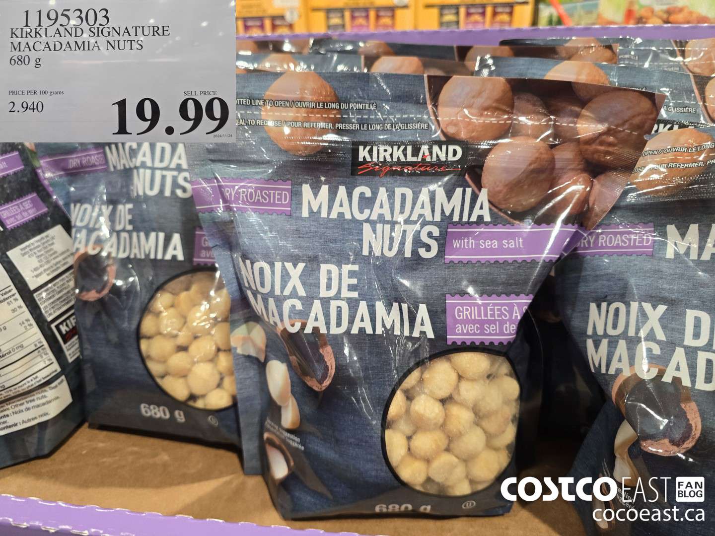 1195303 KIRKLAND SIGNATURE MACADAMIA NUTS 680 G $19.99