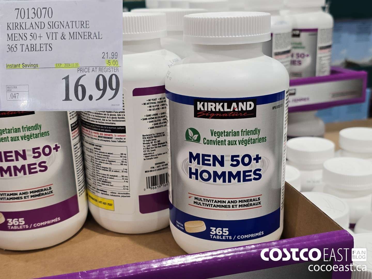 7013070 KIRKLAND SIGNATURE MENS 50+ VIT & MINERAL 365 TABLETS ($5.00 INSTANT SAVINGS EXPIRES ON 2024-11-10) $16.99