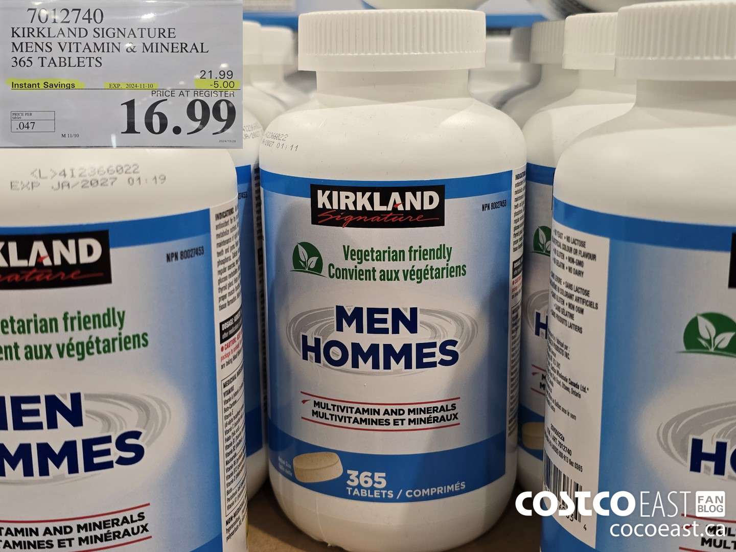 7012740 KIRKLAND SIGNATURE MENS VITAMIN & MINERAL 365 TABLETS ($5.00 INSTANT SAVINGS EXPIRES ON 2024-11-10) $16.99
