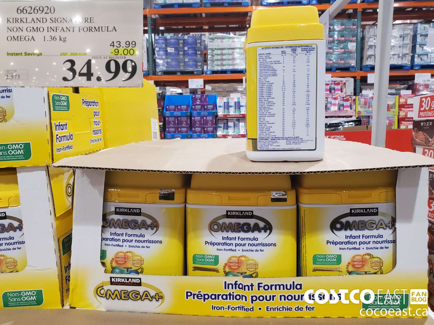 6626920 KIRKLAND SIGNATURE NON GMO INFANT FORMULA OMEGA 1.36 kg ($9.00 INSTANT SAVINGS EXPIRES ON 2024-11-24) $34.99