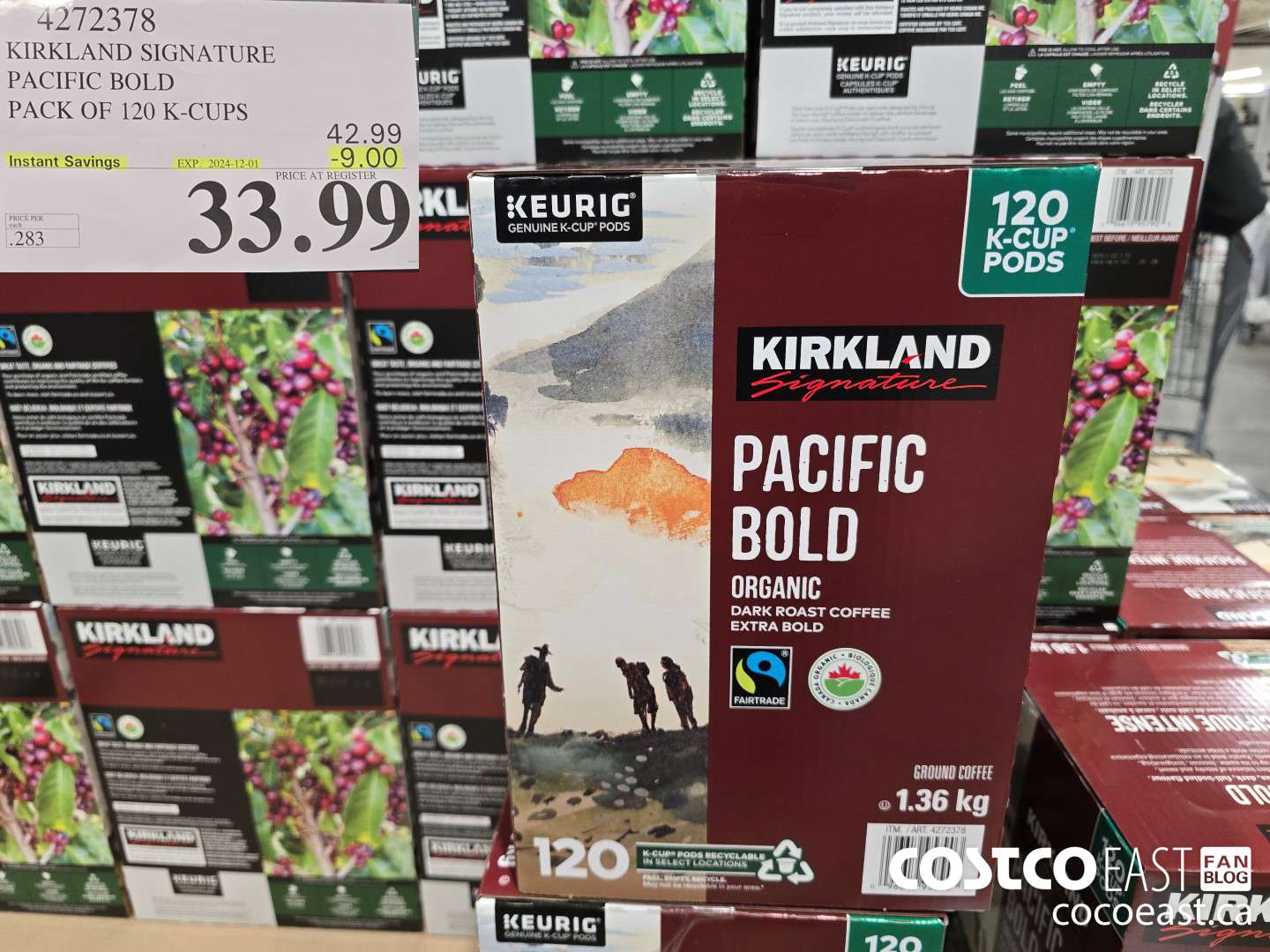 4272378 KIRKLAND SIGNATURE PACIFIC BOLD PACK OF 120 K-CUPS ($9.00 INSTANT SAVINGS EXPIRES ON 2024-12-01) $33.99