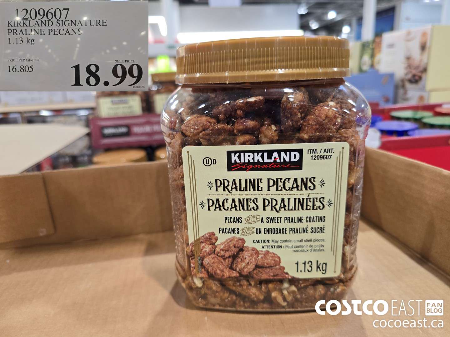 1209607 KIRKLAND SIGNATURE PRALINE PECANS 1.13 KG $18.99