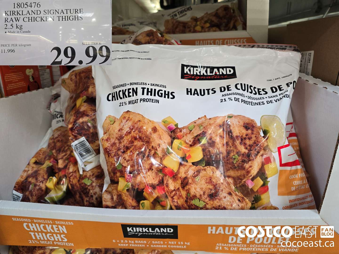 1805476 KIRKLAND SIGNATURE RAW CHICKEN THIGHS 2.5 KG $29.99
