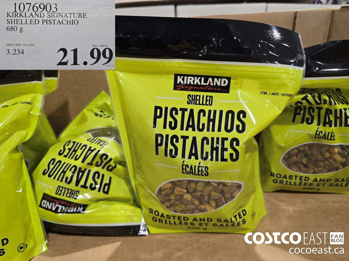 1076903 KIRKLAND SIGNATURE SHELLED PISTACHIO 680 G $21.99