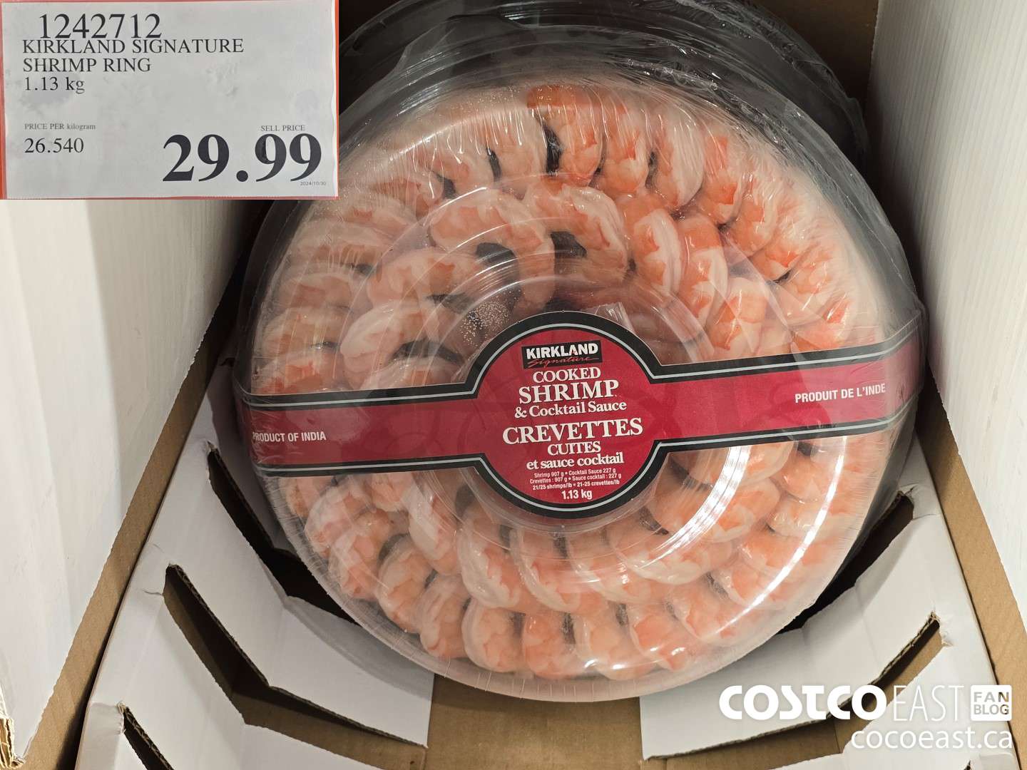 1242712 KIRKLAND SIGNATURE SHRIMP RING 1.13 KG $29.99
