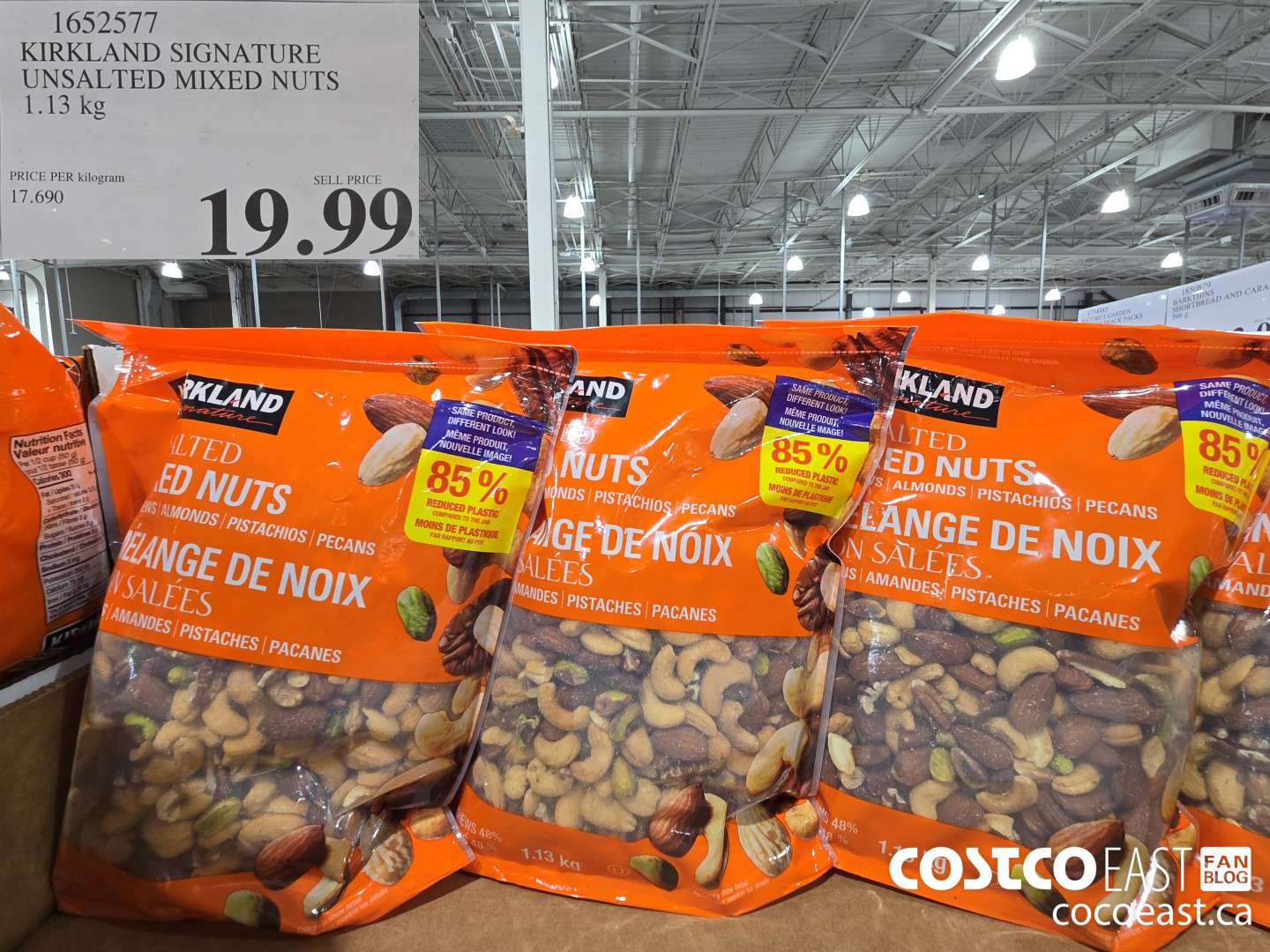 1652577 KIRKLAND SIGNATURE UNSALTED MIXED NUTS 1.13 KG $19.99