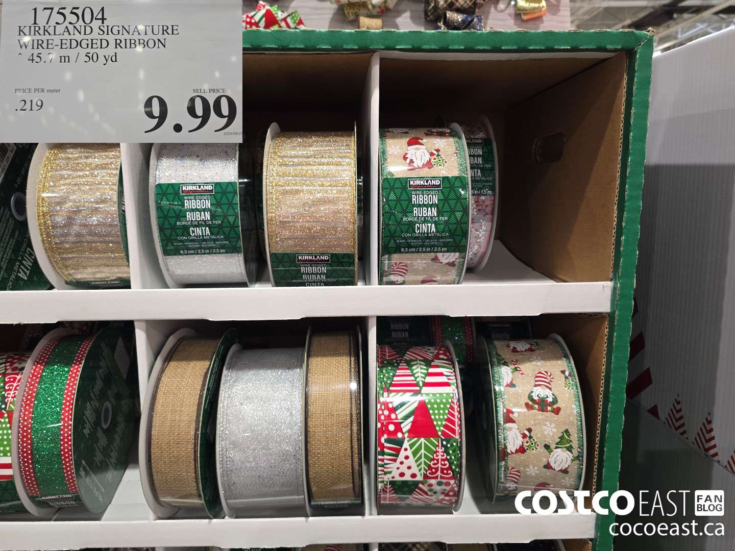 175504 KIRKLAND SIGNATURE WIRE-EDGED RIBBON 45.7 M / 50 YD $9.99