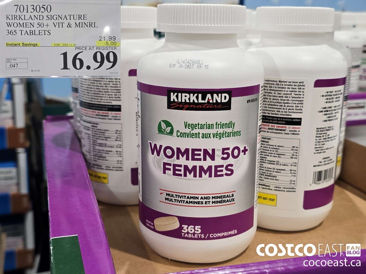 7013050 KIRKLAND SIGNATURE WOMEN 50+ VIT & MINRL 365 TABLETS ($5.00 INSTANT SAVINGS EXPIRES ON 2024-11-10) $16.99