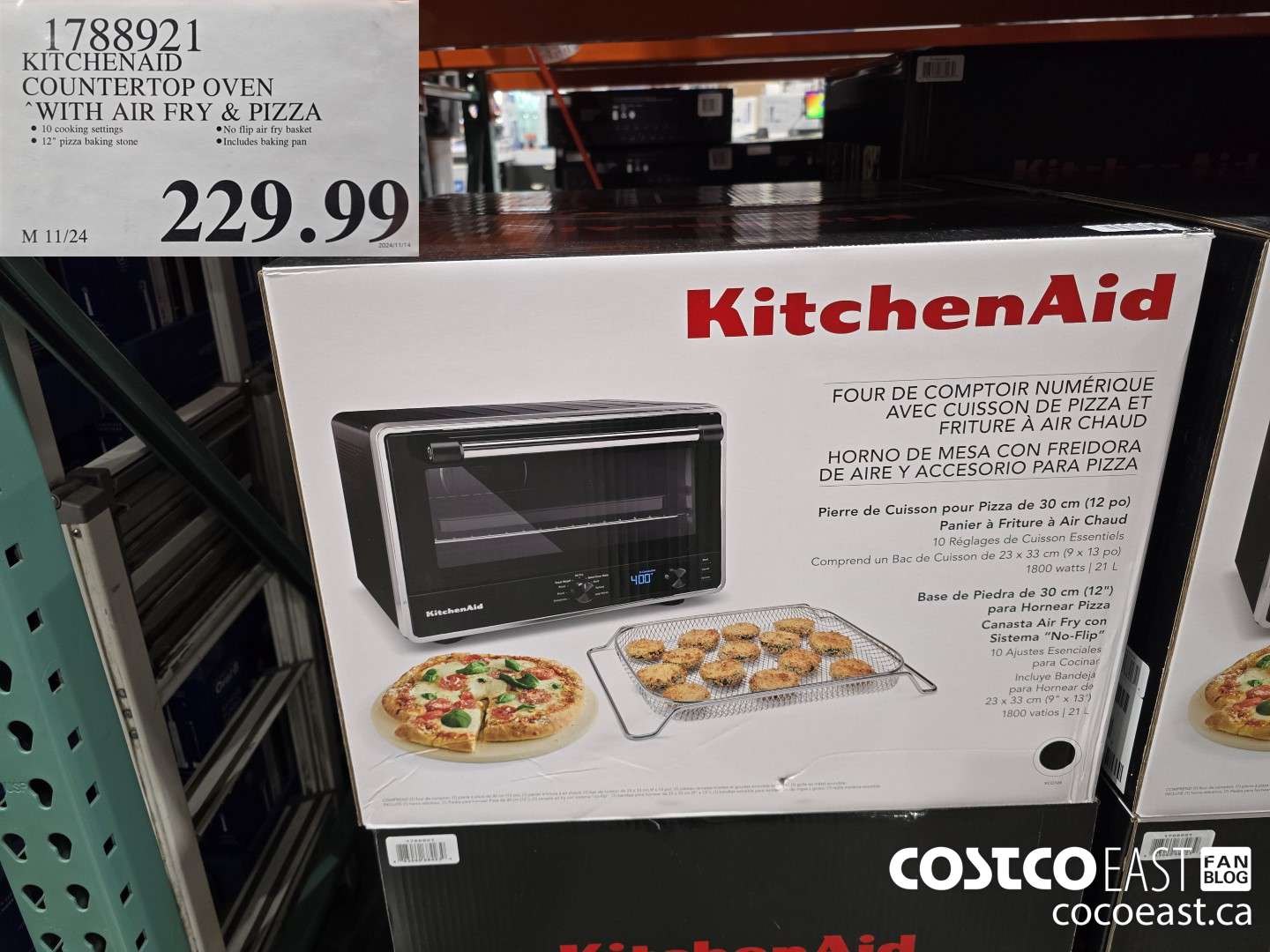 1788921 KITCHENAID COUNTERTOP OVEN ‘WITH AIR FRY & PIZZA $229.99