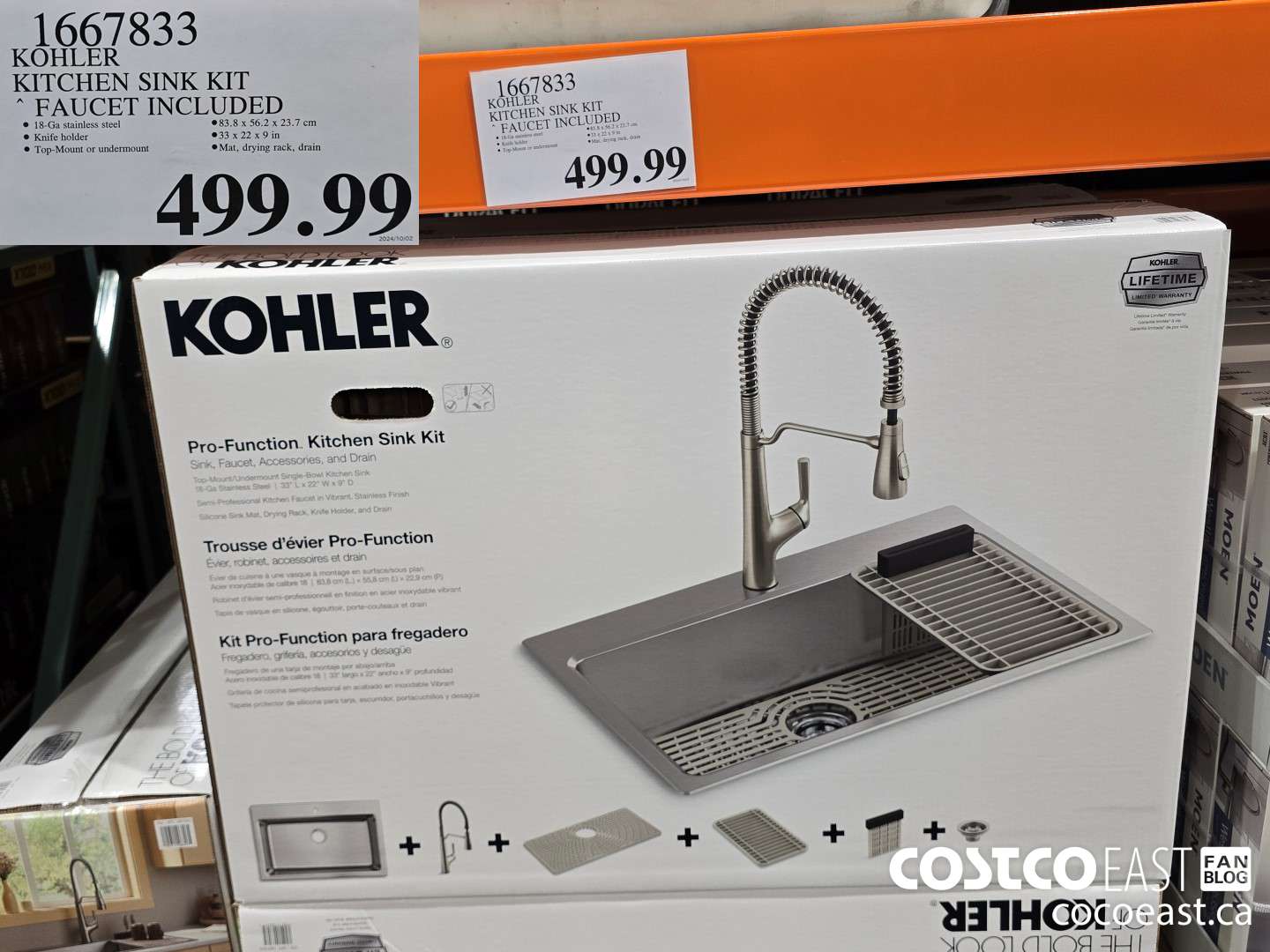 1667833 KOHLER KITCHEN SINK KIT FAUCET INCLUDED $499.99