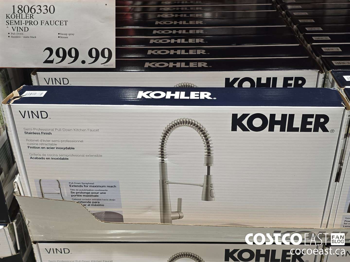 1806330 KOHLER SEMI-PRO FAUCET VIND $299.99