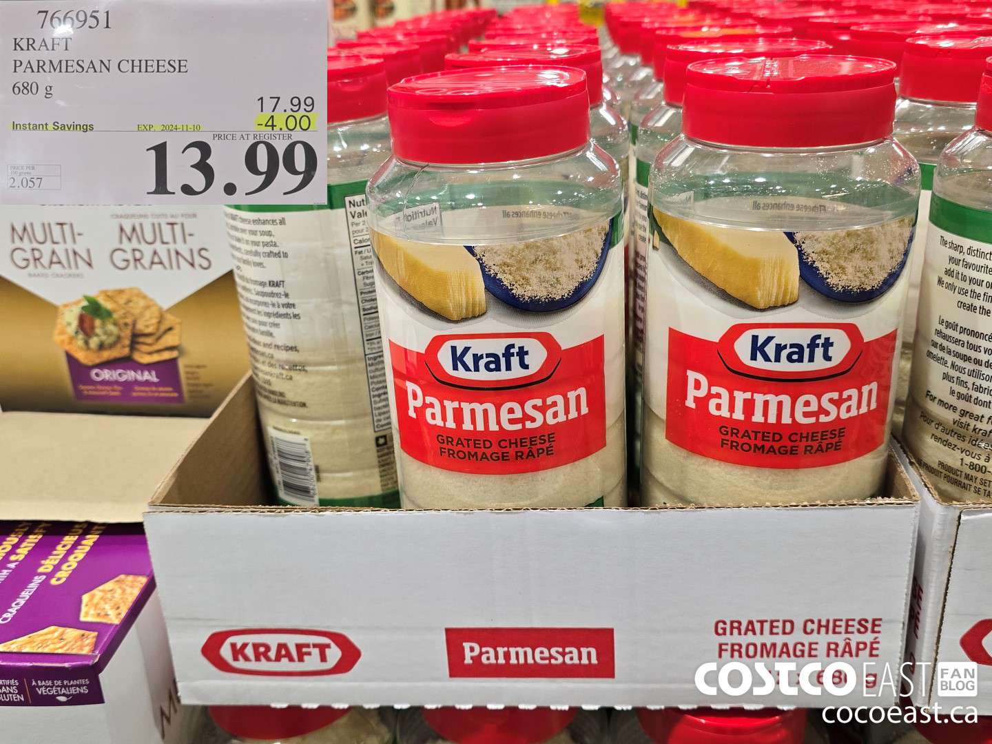 766951 KRAFT PARMESAN CHEESE 680 G ($4.00 INSTANT SAVINGS EXPIRES ON 2024-11-10) $13.99