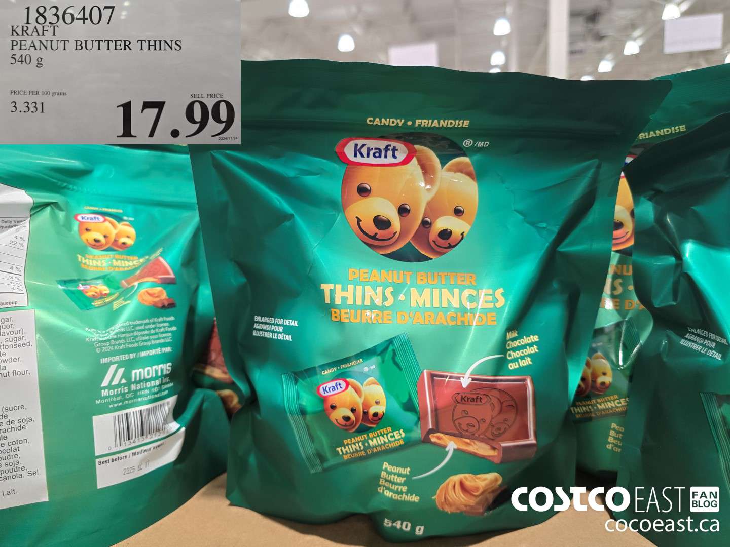 1836407 KRAFT PEANUT BUTTER THINS 540 g $17.99