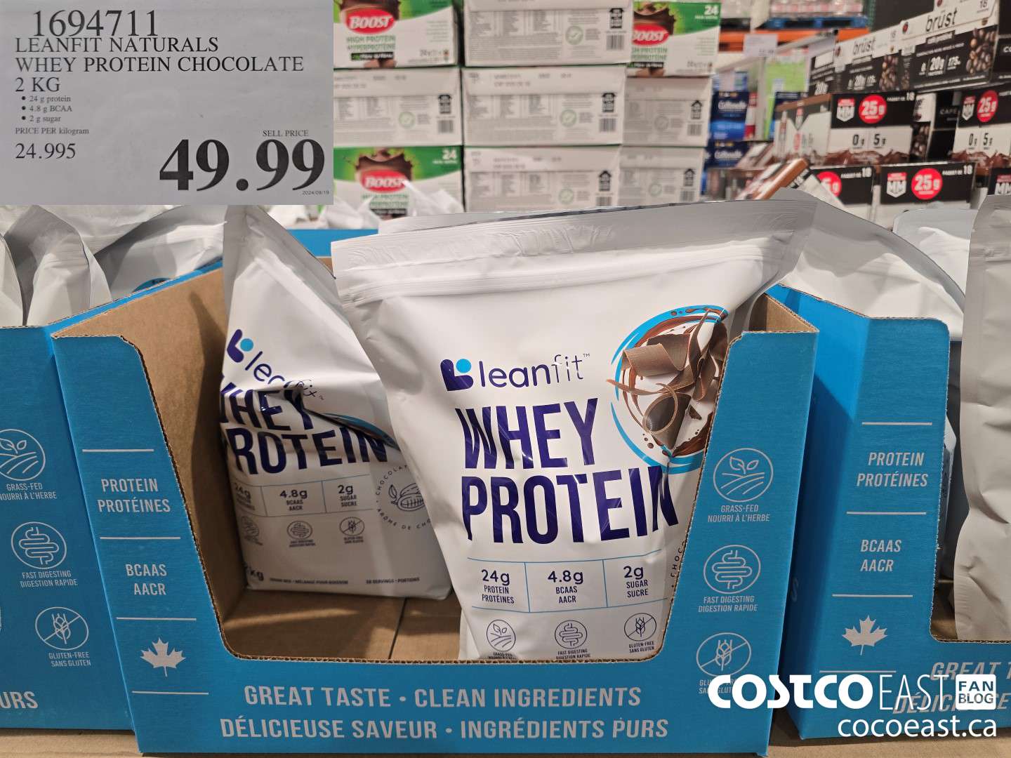 1694711 LEANFIT NATURALS WHEY PROTEIN CHOCOLATE 2KG $49.99