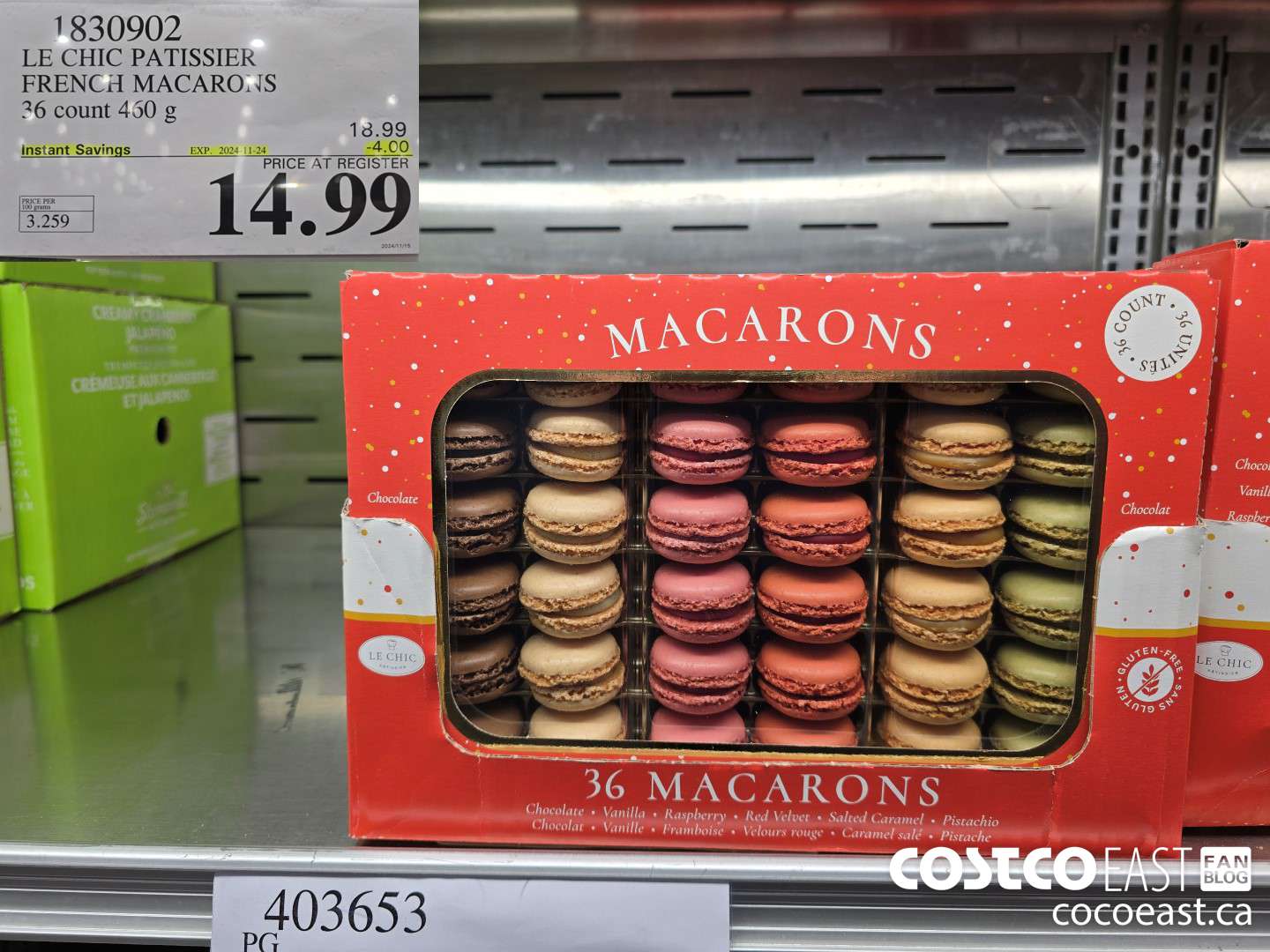 1830902 LE CHIC PATISSIER FRENCH MACARONS 36 count 460 G ($4.00 INSTANT SAVINGS EXPIRES ON 2024-11-24) $14.99