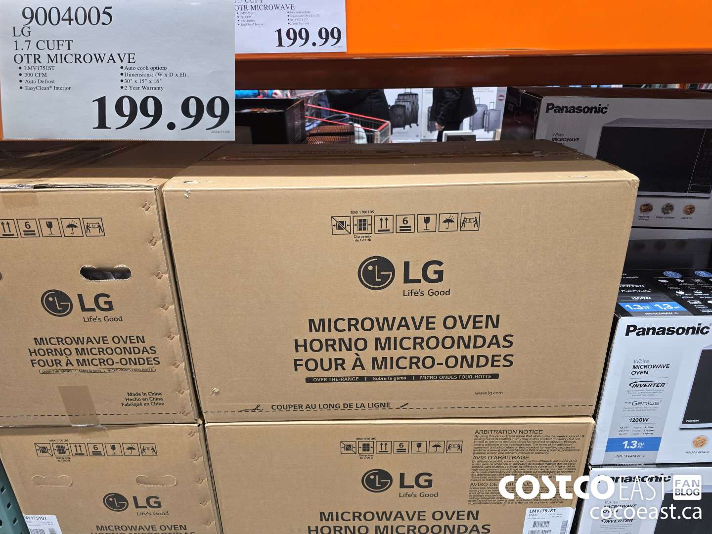 9004005 LG 1.7 CUFT OTR MICROWAVE $199.99