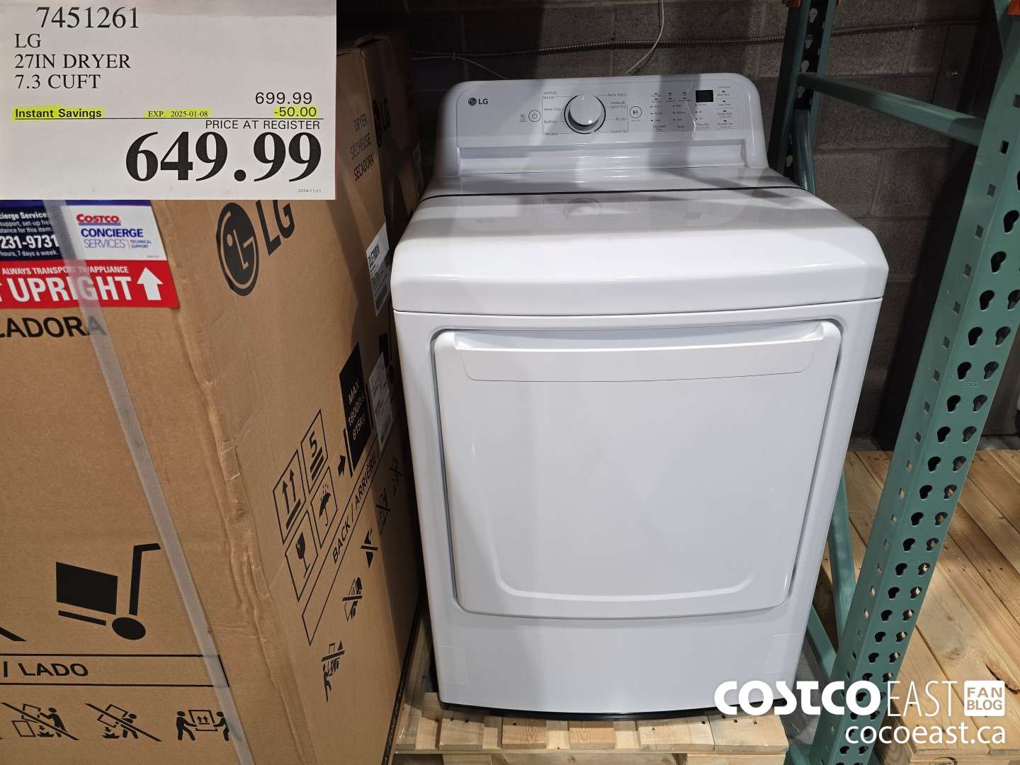 7451261 LG 27IN DRYER 7.3 CUFT ($50.00 INSTANT SAVINGS EXPIRES ON 2024-01-08) $649.99