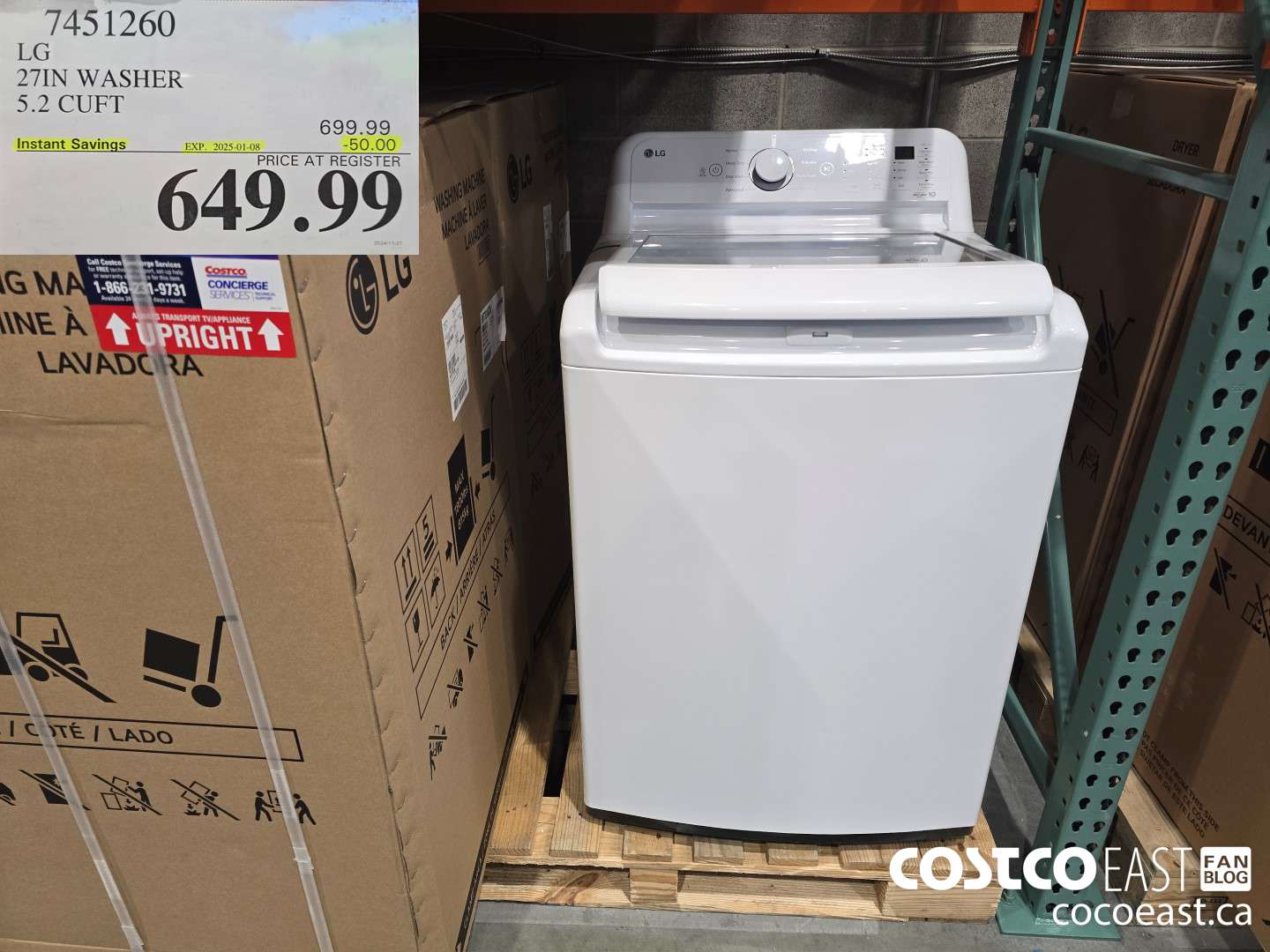 7451260 LG 27IN WASHER 5.2 CUFT ($50.00 INSTANT SAVINGS EXPIRES ON 2025-01-08) $649.99