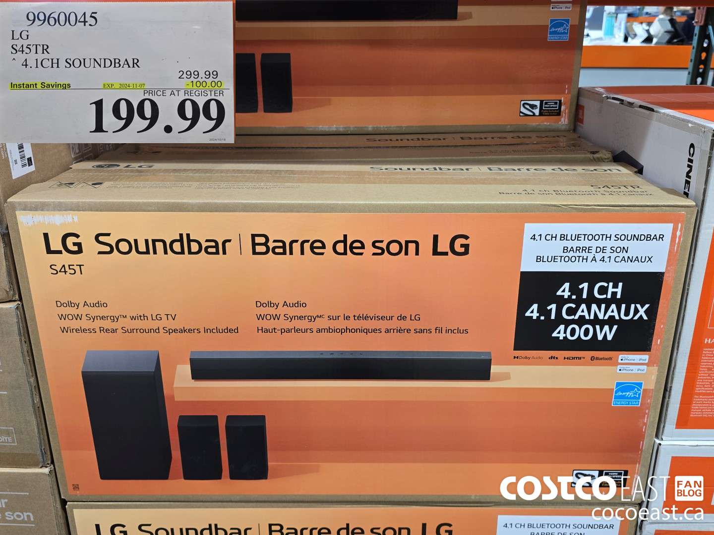 9960045 LG S45TR 4.1CH SOUNDBAR ($100.00 INSTANT SAVINGS EXPIRES ON 2024-11-07) $199.99