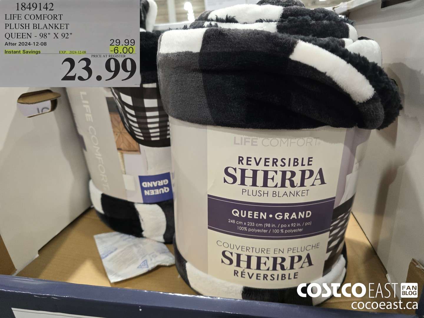 1849142 LIFE COMFORT PLUSH BLANKET QUEEN - 98