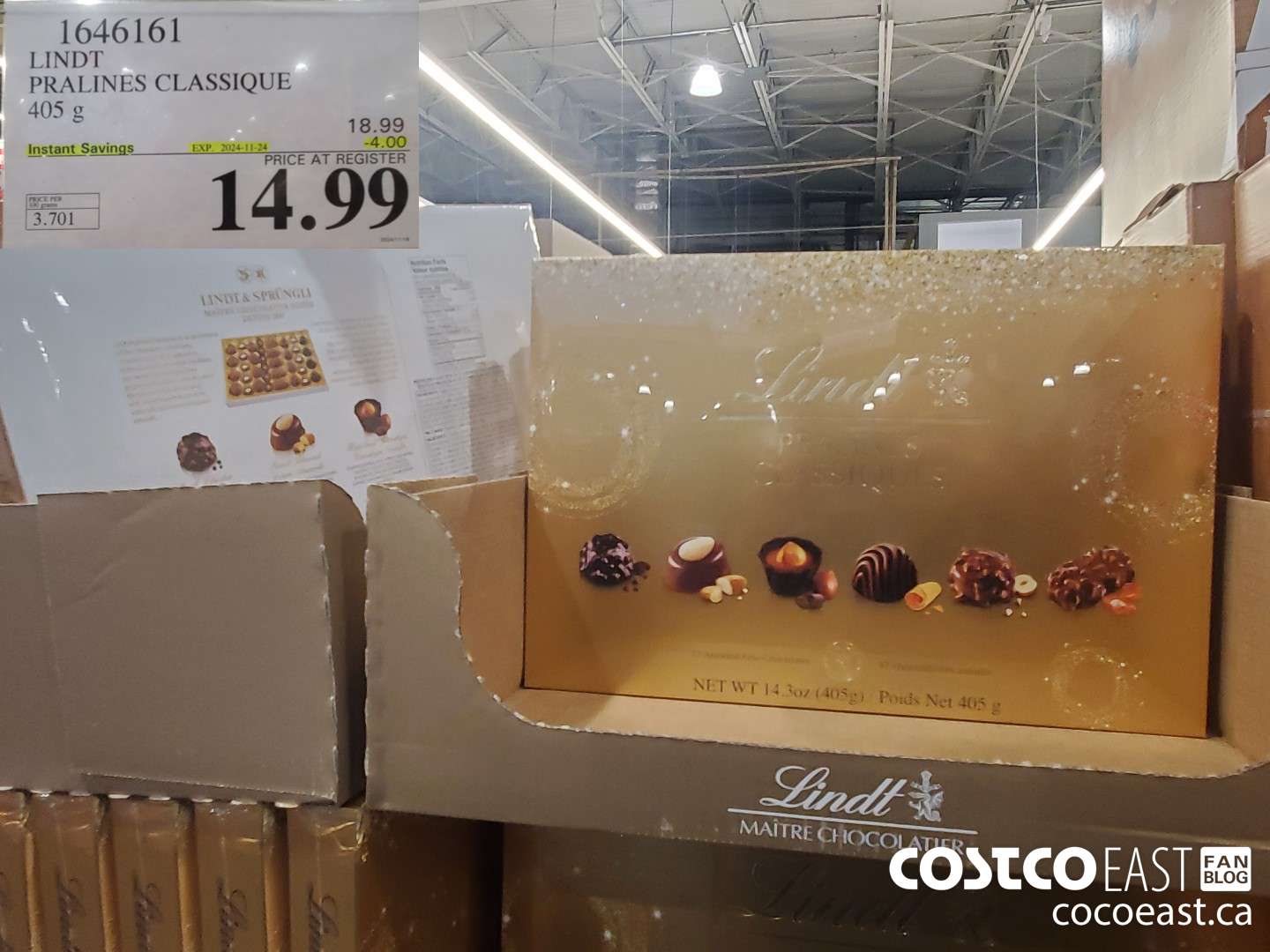 1646161 LINDT PRALINES CLASSIQUE 405G ($4.00 INSTANT SAVINGS EXPIRES ON 2024-11-23) $14.99