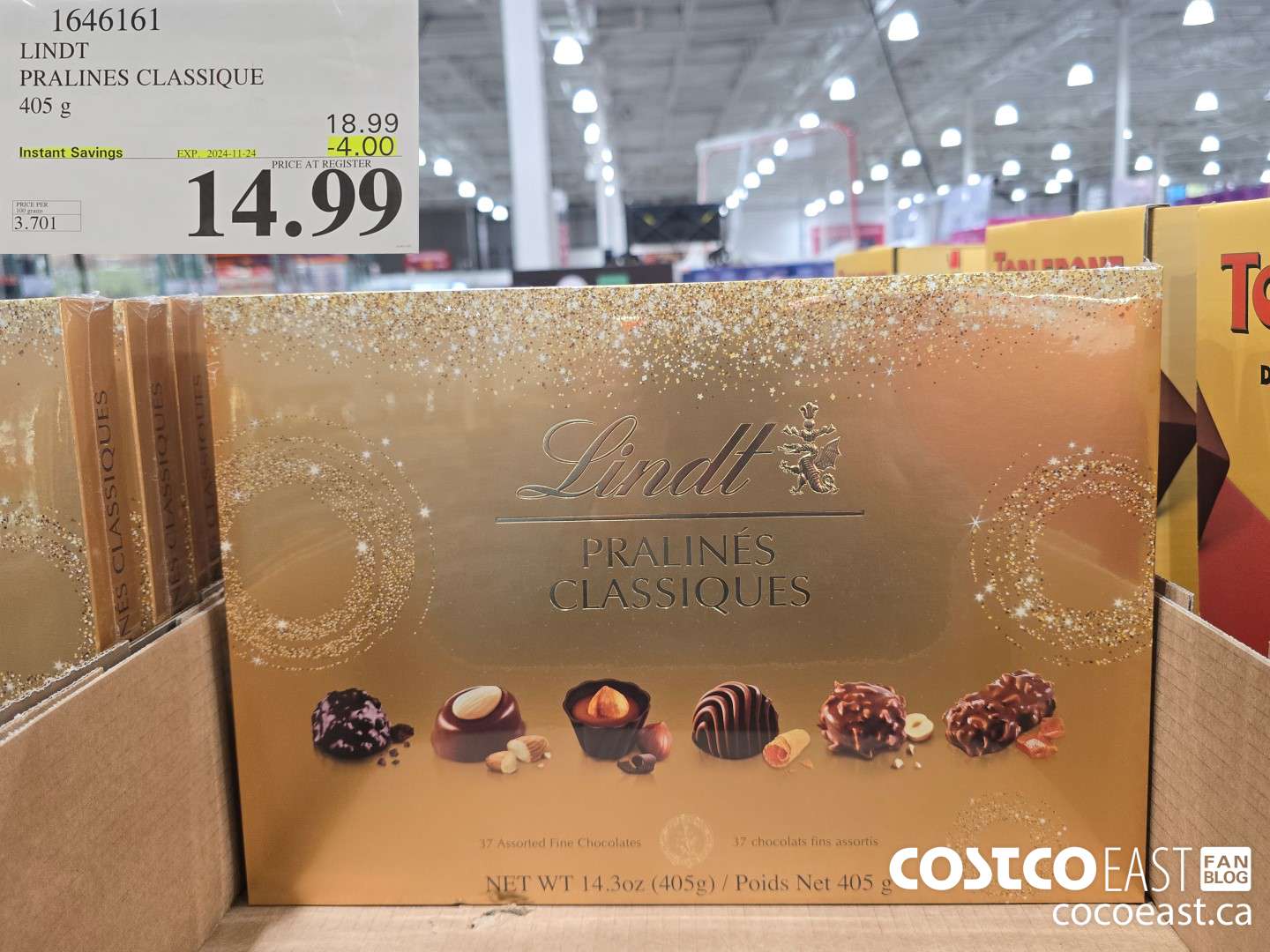 1646161 LINDT PRALINES CLASSIQUE 405G ($4.00 INSTANT SAVINGS EXPIRES ON 2024-11-24) $14.99