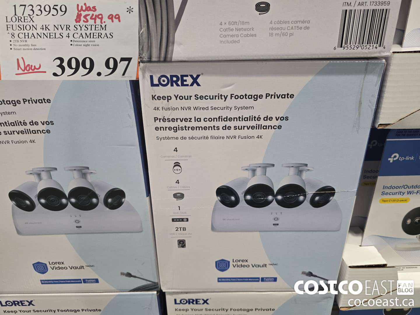 1733959 LOREX FUSION 4K NVR SYSTEM 8 CHANNELS 4 CAMERAS $399.97
