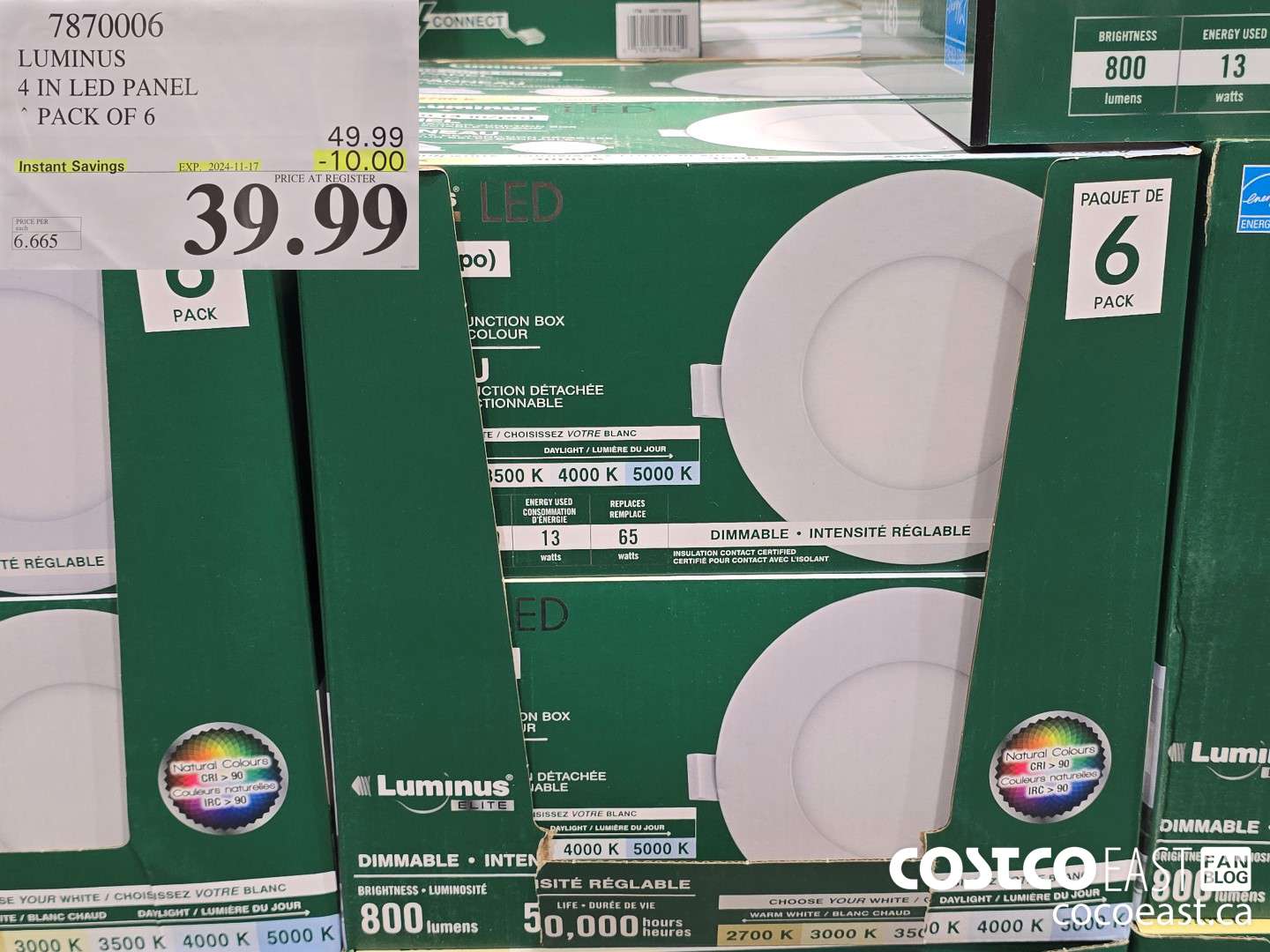 7870006 LUMINUS 4 IN. PANEL 6PK ($10.00 INSTANT SAVINGS EXPIRES ON 2024-11-17) $39.99