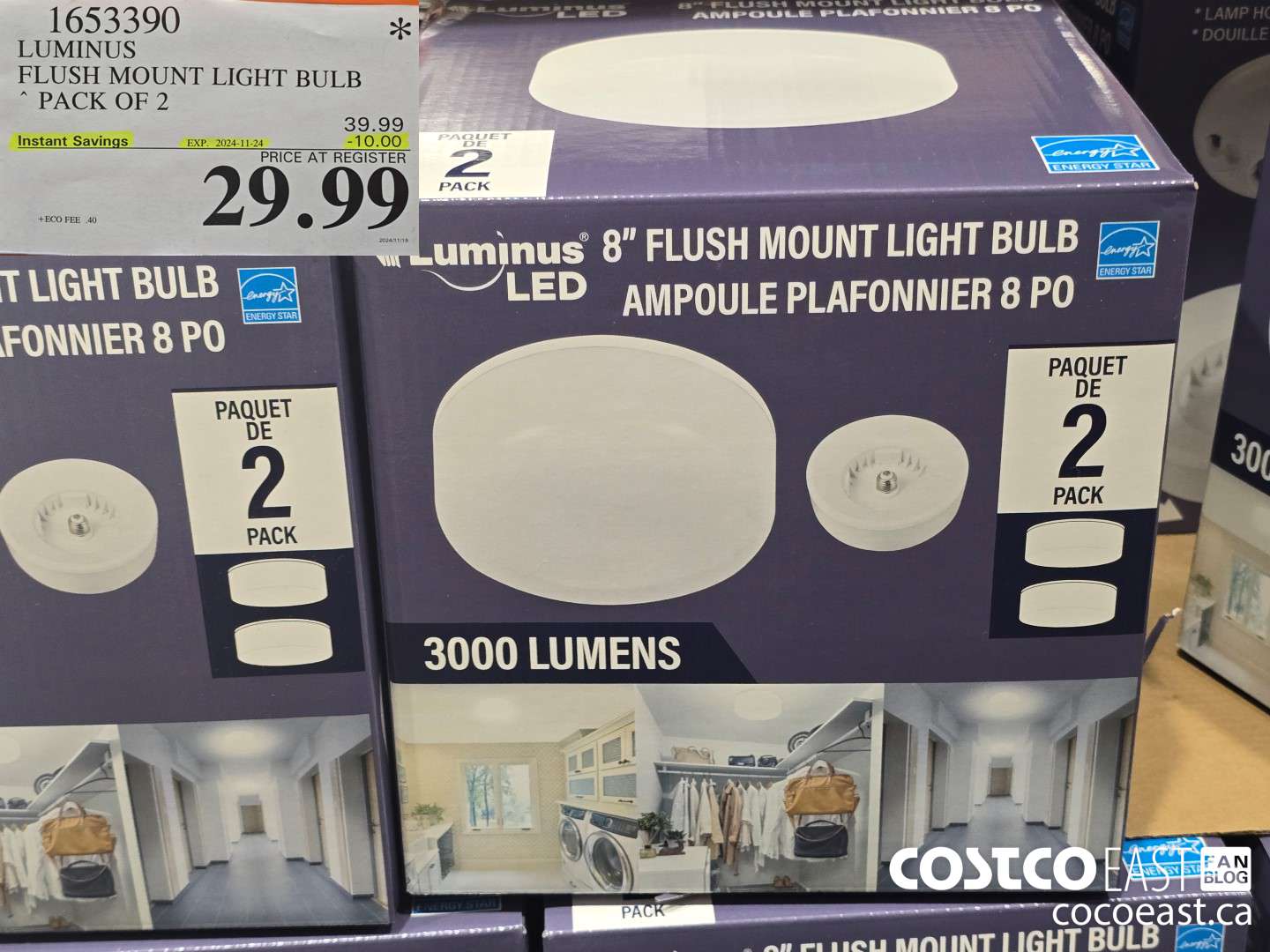 1653390 LUMINUS FLUSH MOUNT LIGHT BULB PACK OF 2 ($10.00 INSTANT SAVINGS EXPIRES ON 2024-11-24) $29.99