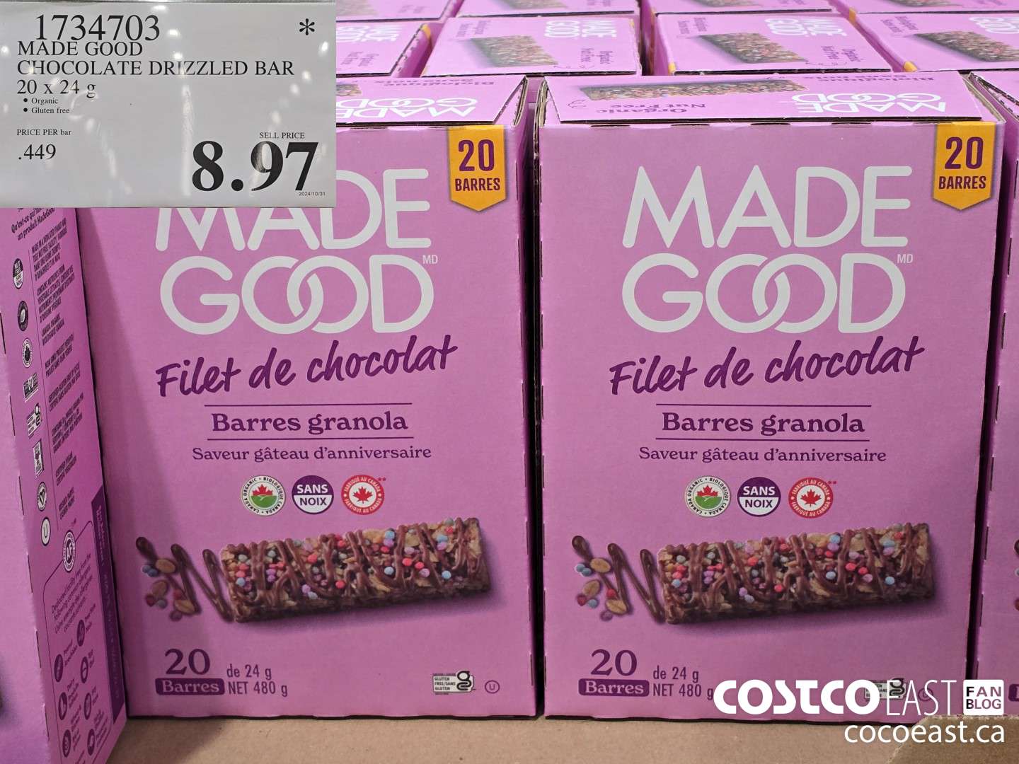 1734703 MADE GOOD CHOCOLATE DRIZZLED 20 x 24 g $8.97