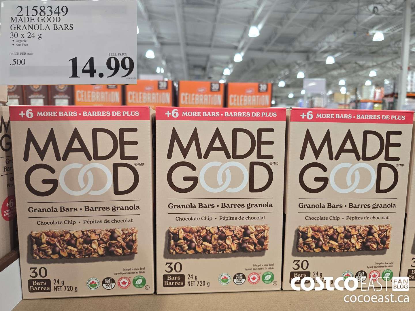 2158349 MADE GOOD GRANOLA BARS 30 x 24 g $14.99