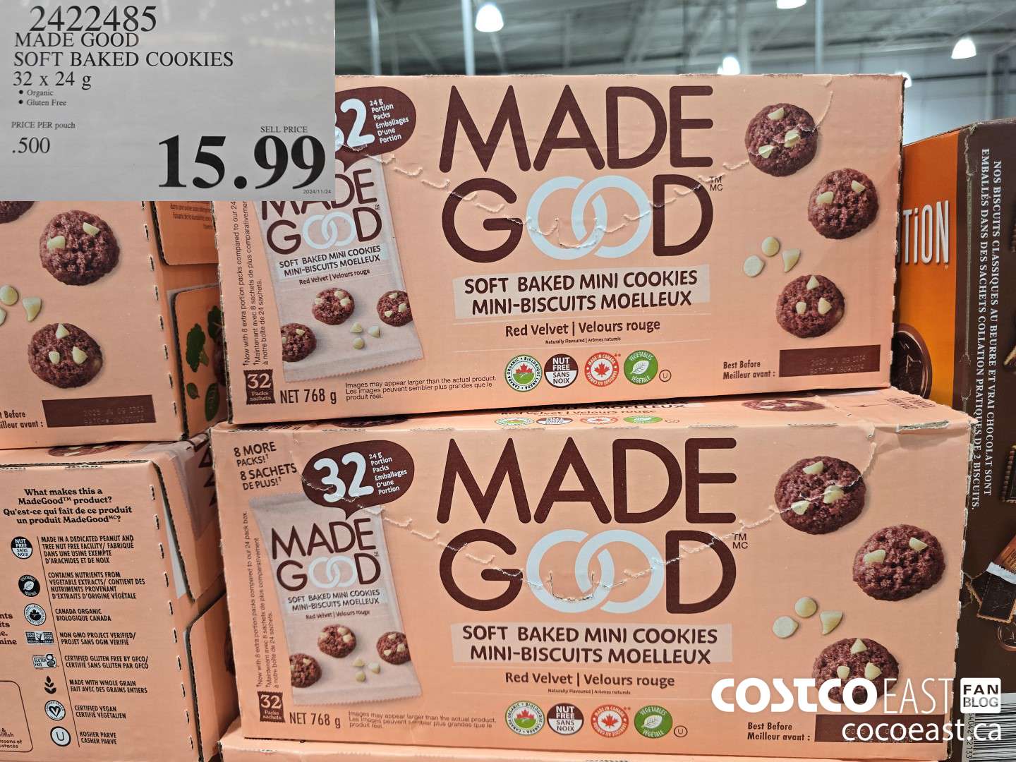 2422485 MADE GOOD SOFT BAKED COOKIES 32 x 24G $15.99