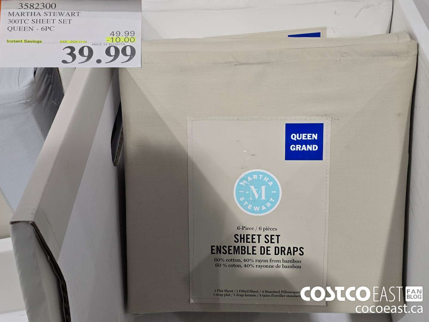 3582300 MARTHA STEWART 300TC SHEET SET QUEEN - 6PC ($10.00 INSTANT SAVINGS EXPIRES ON 2024-11-10) $39.99