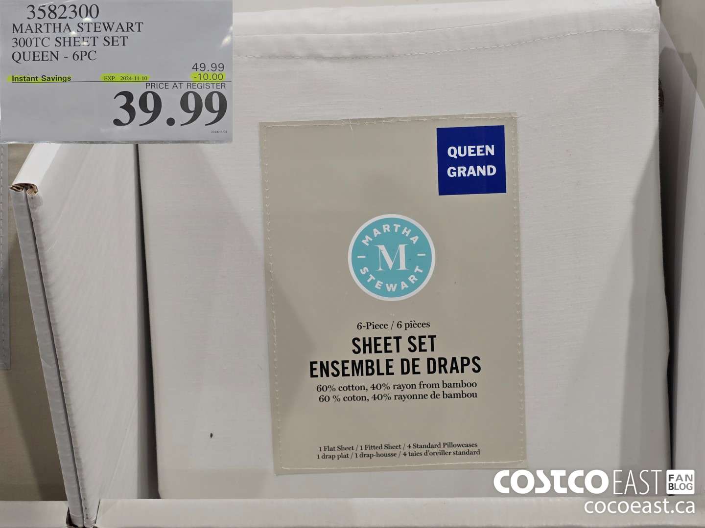 3582300 MARTHA STEWART 300TC SHEET SET QUEEN - 6PC ($10.00 INSTANT SAVINGS EXPIRES ON 2024-11-10) $39.99