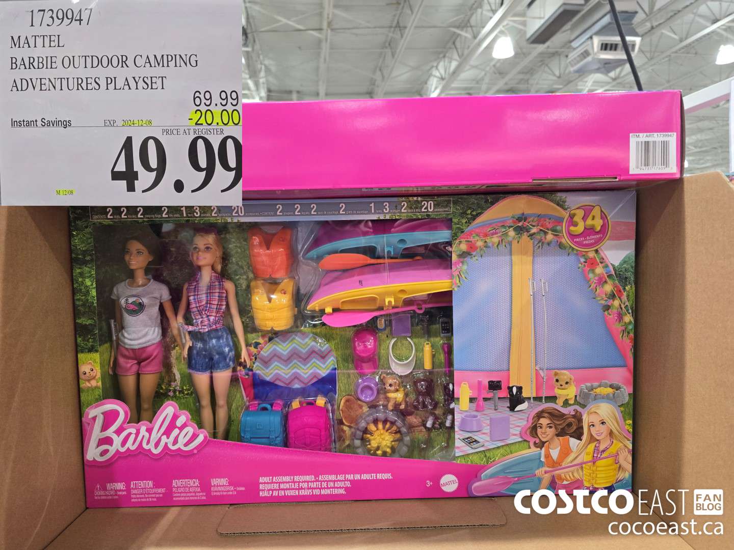 1739947 MATTEL BARBIE OUTDOOR CAMPING ADVENTURES PLAYSET ($20.00 INSTANT SAVINGS EXPIRES ON 2024-12-08) $49.99
