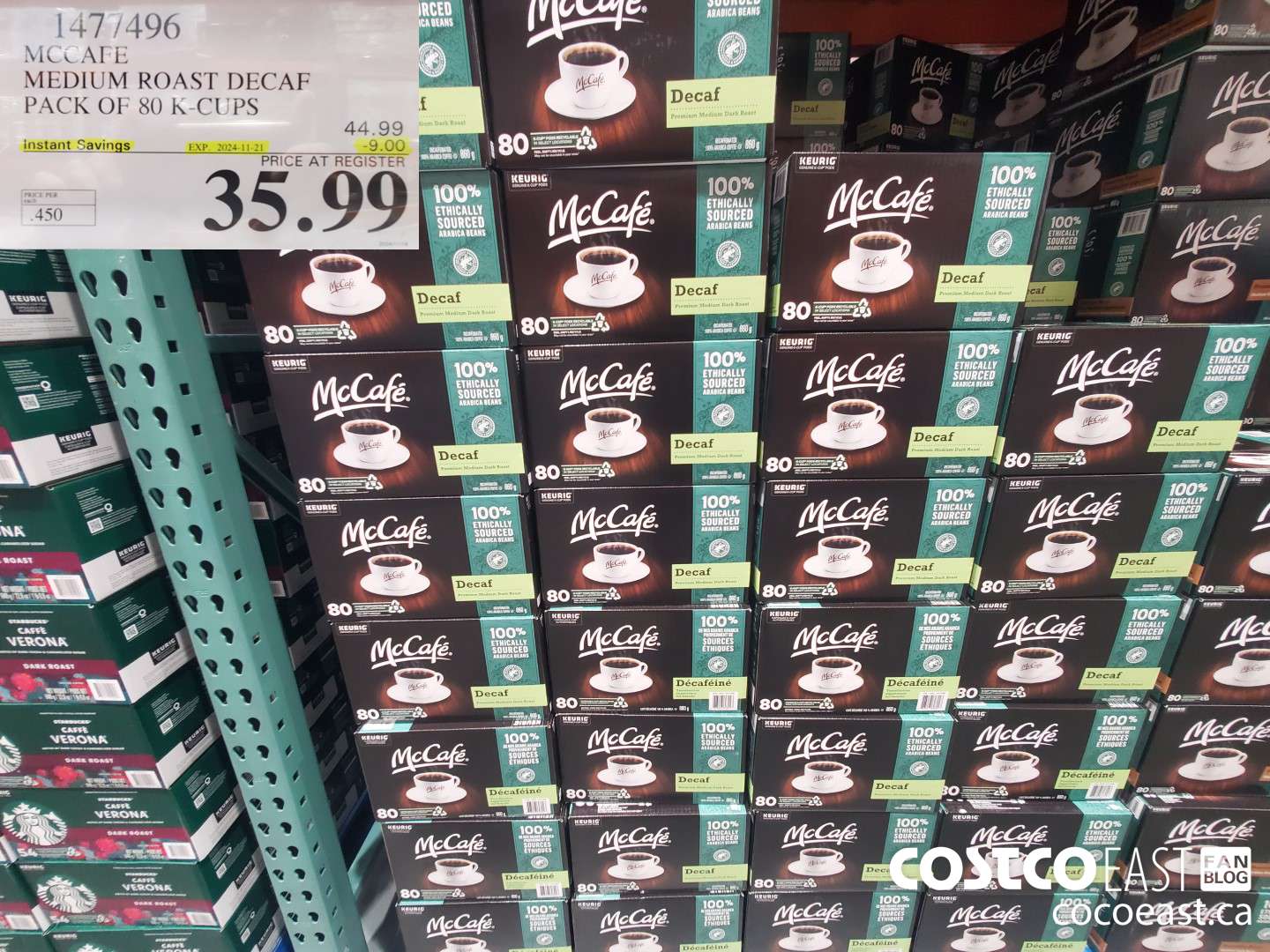 1477496 MCCAFE MEDIUM ROAST DECAF PACK OF 80 K-CUPS  ($9.00 INSTANT SAVINGS EXPIRES ON 2024-11-21) $35.99