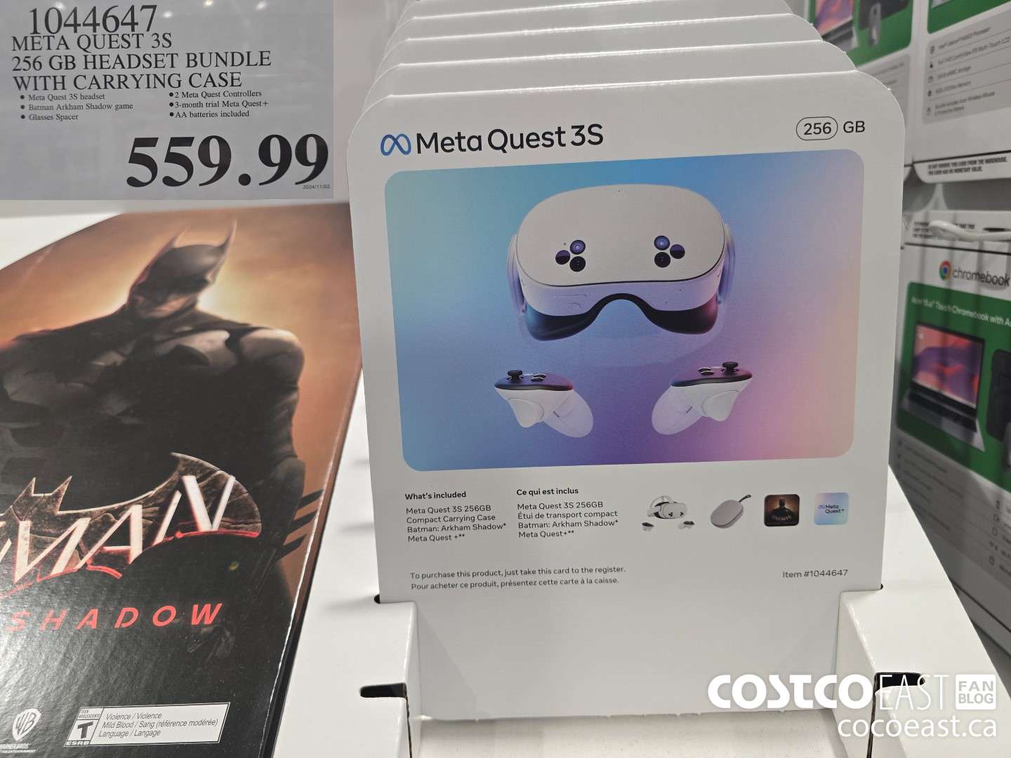 1044647 META QUEST 3S 256GB HEADSET BUNDLE WITH CARRYING CASE $559.99